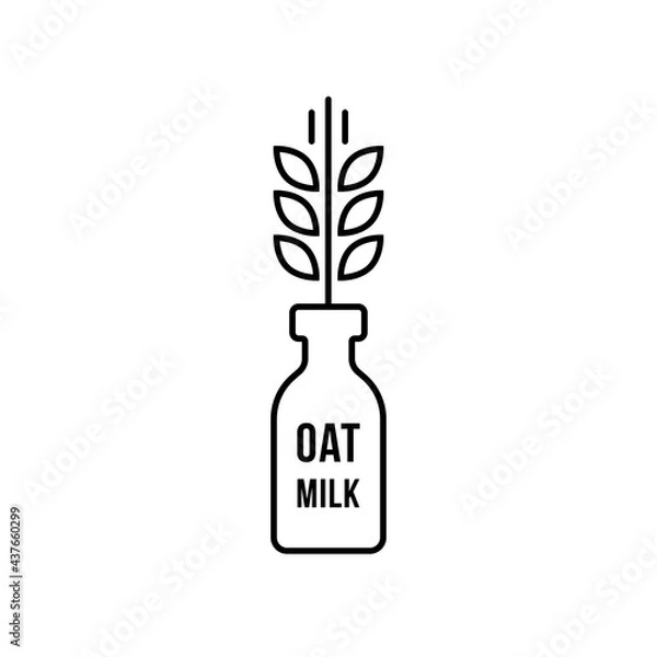 Obraz oat milk in black thin line bottle