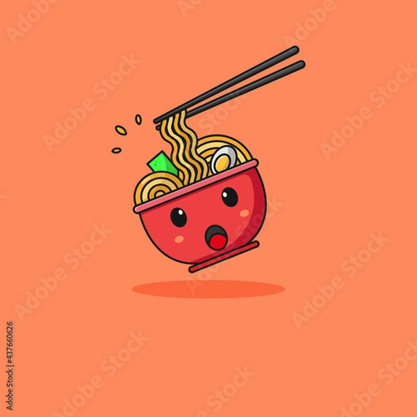 Obraz character food noodle cute japanese