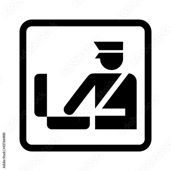 Fototapeta Customs control sign. Vector illustration of customs officer with luggage icon. Customs clearance symbol used in airport and border crossing. Information for passenger.