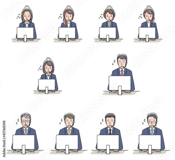 Fototapeta 謝罪をする女性と男性のオペレーター　バリエーションセット