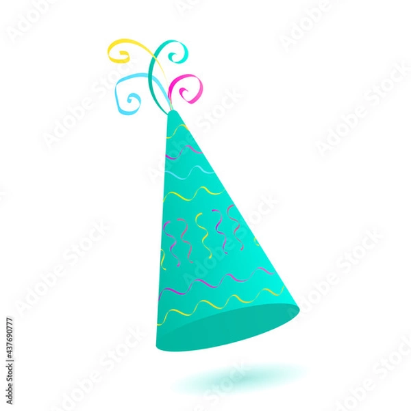 Obraz holiday hat in green color with a pattern with wavy lines for a party, decoration. vector illustration close-up on white background