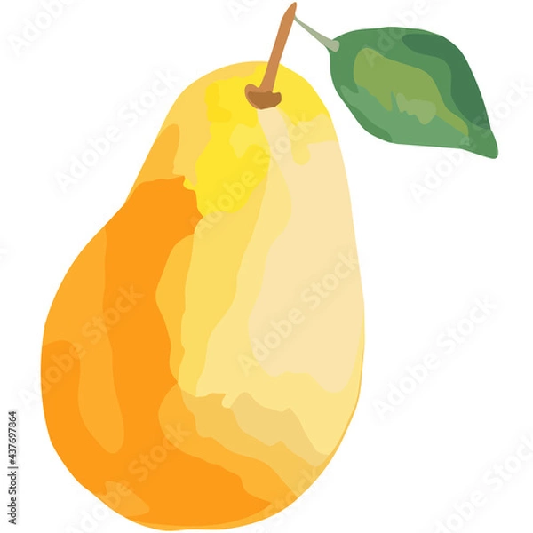 Fototapeta Isolated abstact yellow pear on a white background