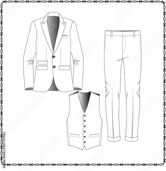 Obraz Editable fashion suits flat sketch for creating new designs mockup