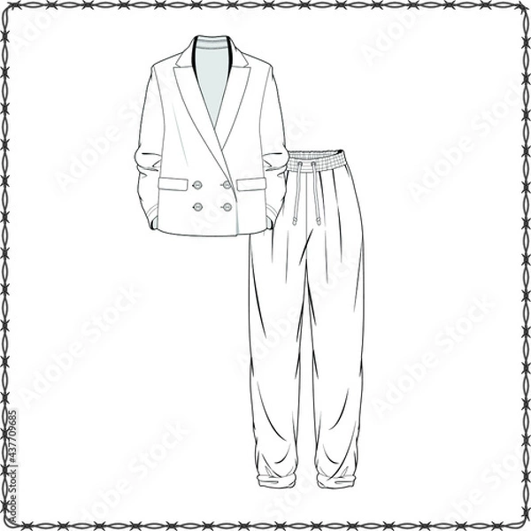 Obraz Editable fashion suits flat sketch for creating new designs mockup