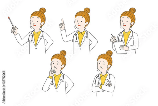 Fototapeta 医者の表情や行動のパターンのイラスト素材