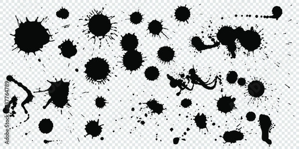 Obraz Ink Blots. Black Paint Splashes. Vector Illustration