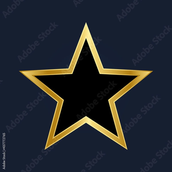 Fototapeta Golden star, black - vector, isolated on dark background