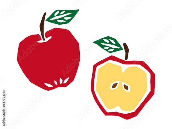 Obraz リンゴ　かわいいレトロなイラスト