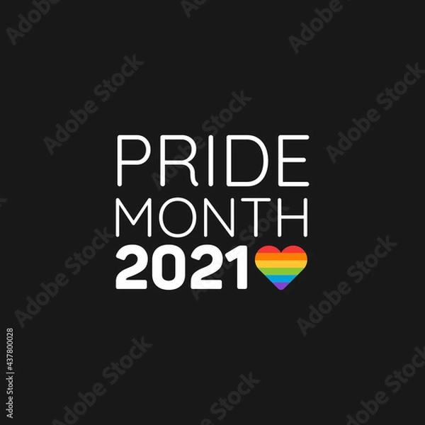 Fototapeta LGBT Pride Month 2021. Pride day rainbow abstract logo. Human rights and tolerance. Vector illustration isolated on black background.