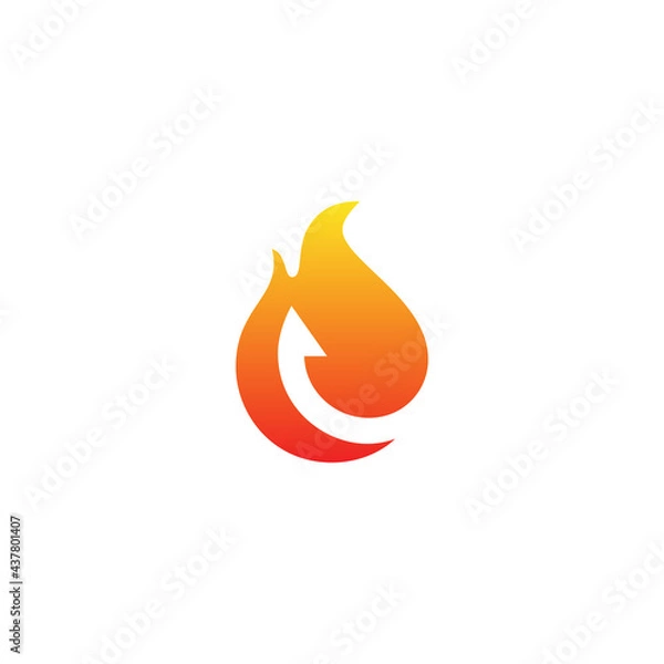 Obraz Vector fire and arrow up logo combination. Flame and growth symbol or icon. Unique torch and upload logotype design template.