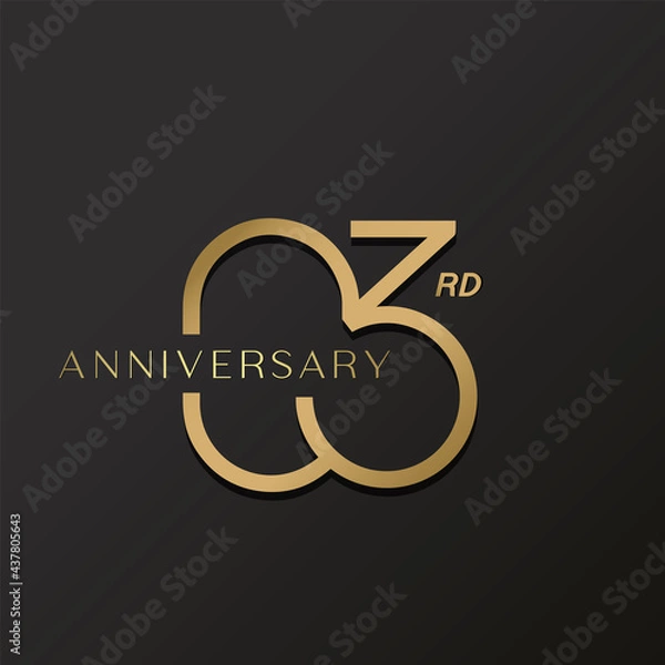 Fototapeta 3rd anniversary celebration logotype with simple elegant number gold color