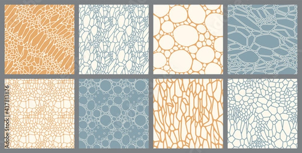 Obraz Set of Abstract Seamless Patterns. Organic Cell Texture. Vector Illustration.