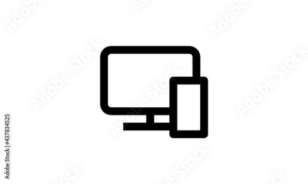 Fototapeta multiple devices vector icon outline stile with white background