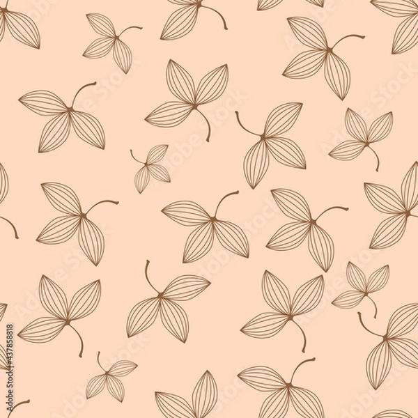 Obraz Vector leaves seamless pattern background. Surface pattern design for greeting card, wrapping, wallpaper.