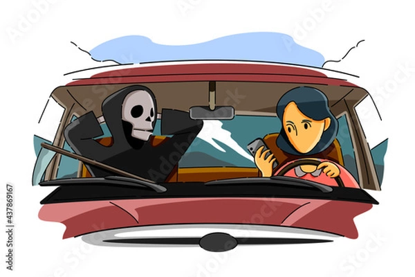 Obraz Dangers of texting while driving concept