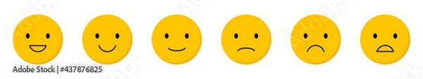 Fototapeta Vector emoticons set with different reactions