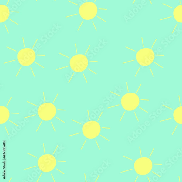 Fototapeta seamless pattern sky with suns drawn in doodle style