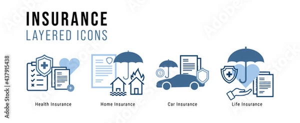 Obraz Insurance Layered Icon Set