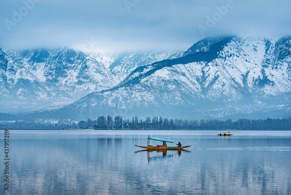 Fototapeta A beautiful view of Dal Lake in winter, Srinagar, Kashmir, India.