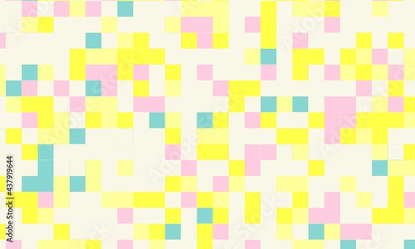 Fototapeta Abstract square pixel mosaic colorful background geometric seamless pattern in pastel colors. 8 bit