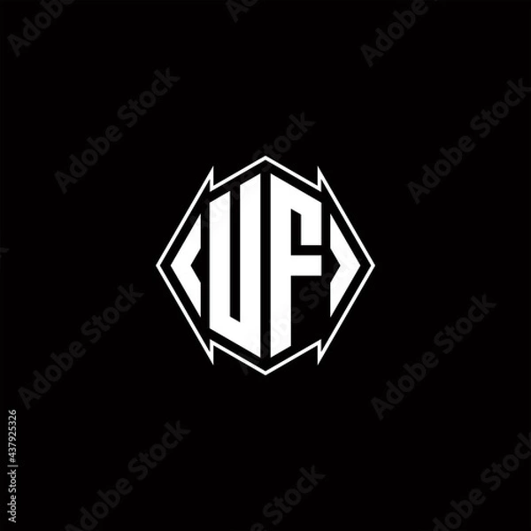 Fototapeta UF Logo monogram with shield shape designs template