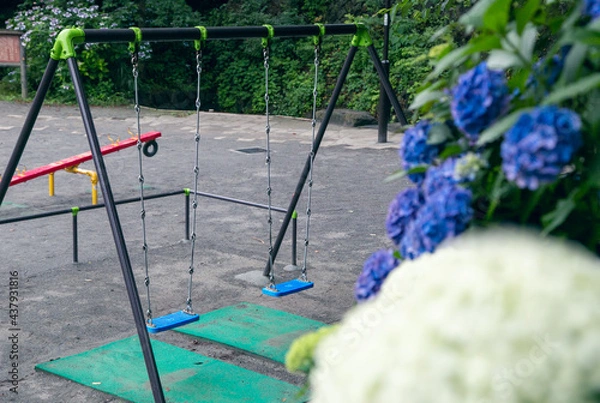 Obraz アジサイとブランコ