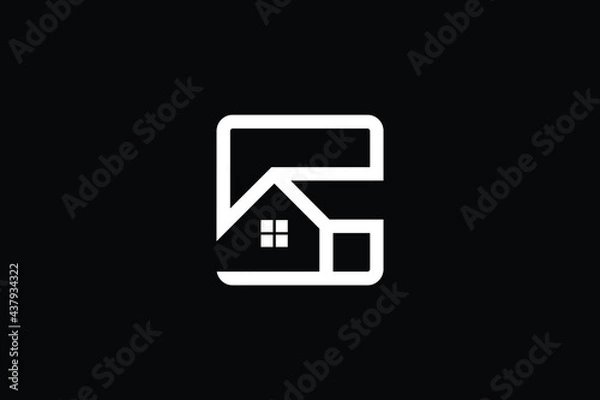 Fototapeta Logo design of C in vector for construction, home, real estate, building, property. creative elegant Monogram. Premium Business home logo icon. White color on black background.