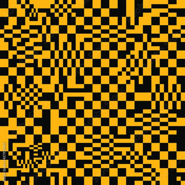 Obraz Failure checkered pattern in black and yellow. seamless vector
