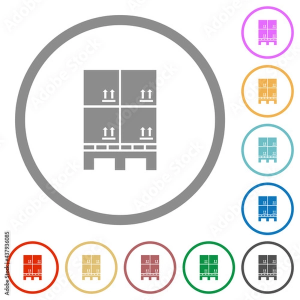 Fototapeta Pallet with boxes flat icons with outlines