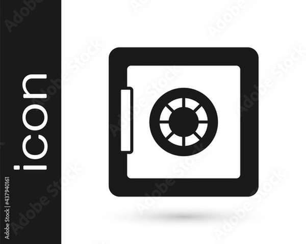 Fototapeta Black Safe icon isolated on white background. The door safe a bank vault with a combination lock. Reliable Data Protection. Vector