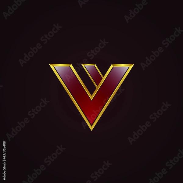 Fototapeta Initial letter V V V Y Y minimalist art logo. Modern Minimal Letter VV Iconic Logo Design Using Letter V