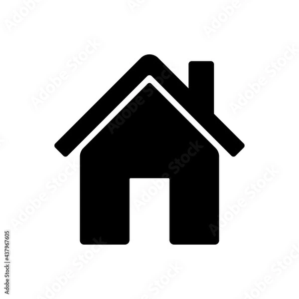 Fototapeta Home chimney simple vector icon. Black house symbol pictogram for web button homepage in modern flat style. Line illustration isolated on white background. Residential building icon