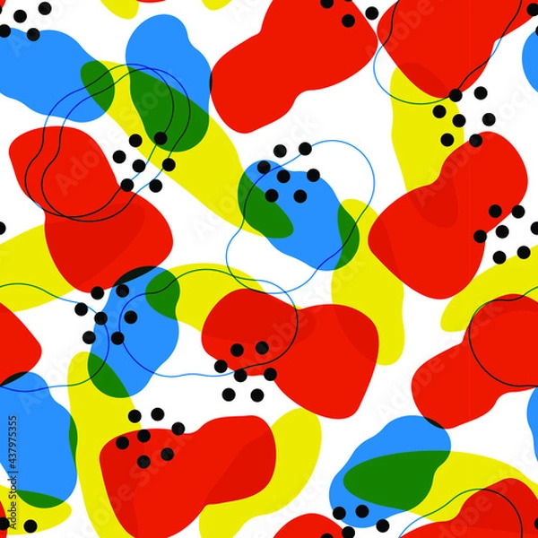 Fototapeta Creative doodle art seamless pattern with different hand-drawn shapes and textures. Abstract contemporary modern trendy vector illustration. 