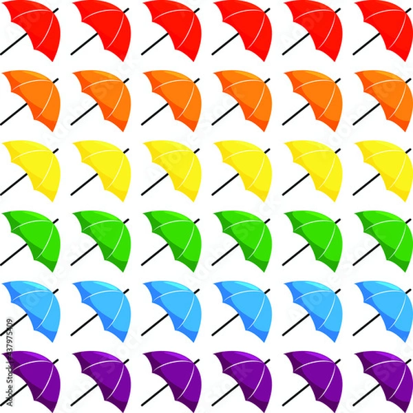 Fototapeta Rainbow color set. Umbrella pattern. Vector