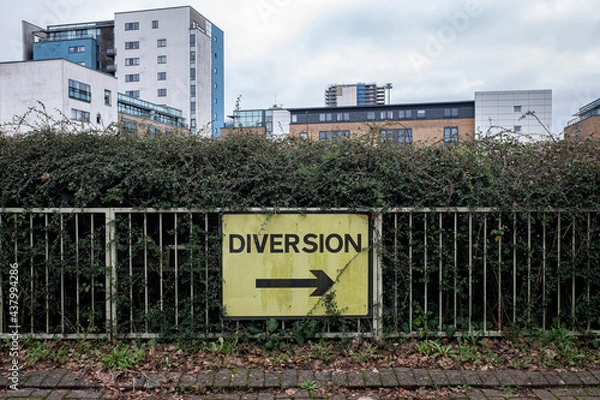 Obraz Diversion Sign, Cardiff