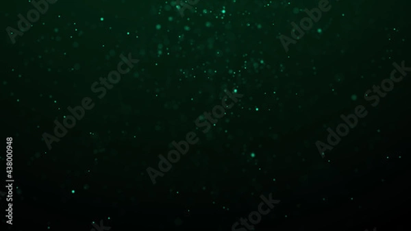 Obraz Dust green particles. Abstract background of particles. Dots background. Futuristic digital dots background. 3d rendering.
