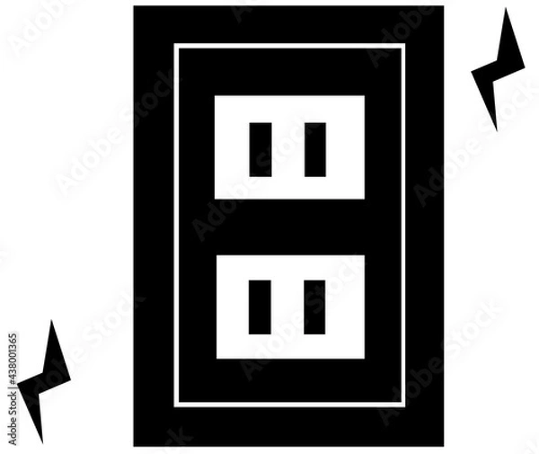 Obraz 電気を送るコンセントのシルエット