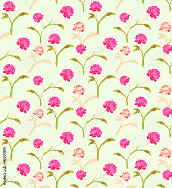 Fototapeta seamless flower with paisley pattern on  background