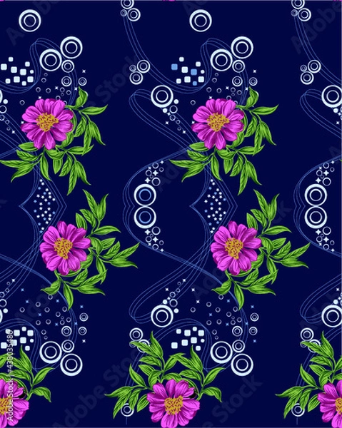Fototapeta seamless  paisley and flower design pattern on background