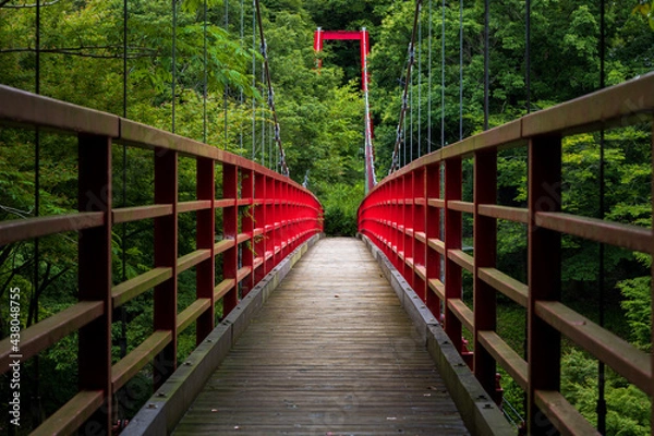 Obraz red wooden bridge