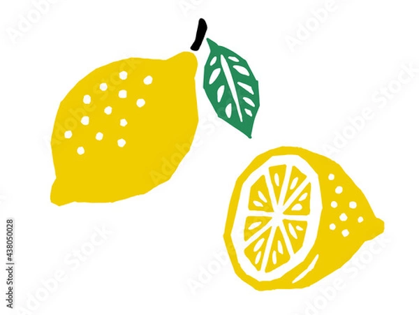 Obraz レモン　かわいいレトロなイラスト