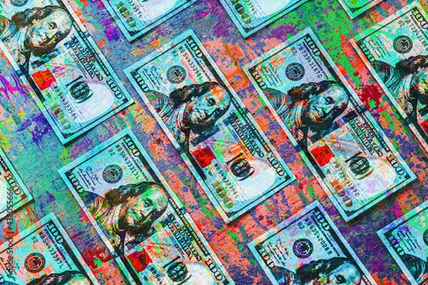 Obraz dollars banknotes with creative colorful abstract elements on dark background