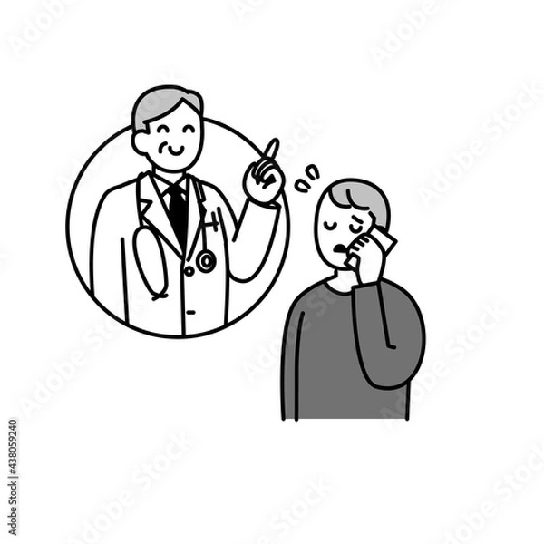 Obraz 電話で医療従業者に相談する人イラスト素材