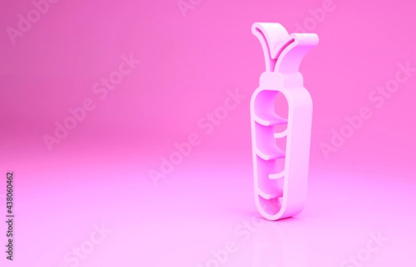 Fototapeta Pink Carrot icon isolated on pink background. Minimalism concept. 3d illustration 3D render
