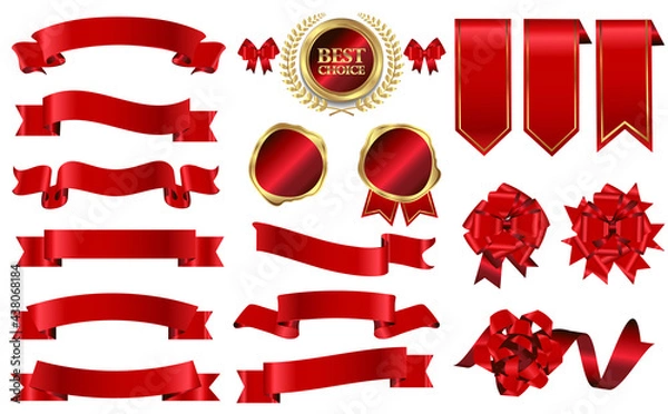 Obraz メダル バッジ  リボン ワックススタンプ セット コレクション 赤