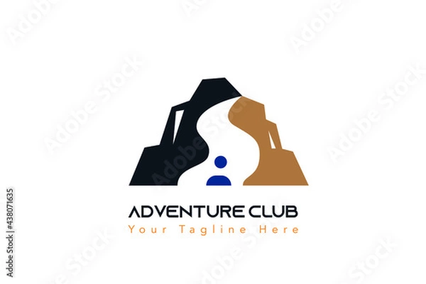 Obraz mountain with silhouette people logo concept