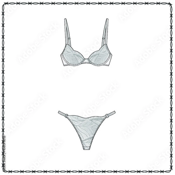 Obraz women's lingerie  editable fashion flat sketch for creating new designs mockup