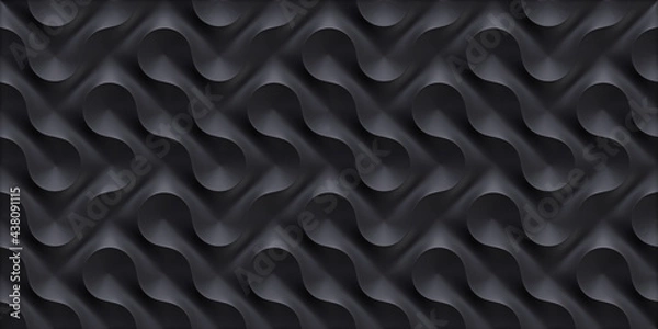Fototapeta 3D illustration white seamless pattern waves light and shadow. Wall decorative panel