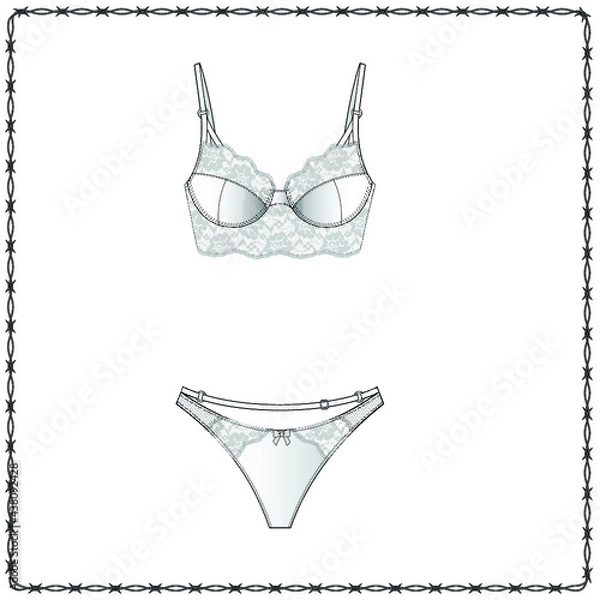 Obraz women's lingerie  editable fashion flat sketch for creating new designs mockup