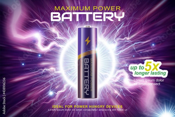 Fototapeta 3D Li-Ion AA battery banner ad